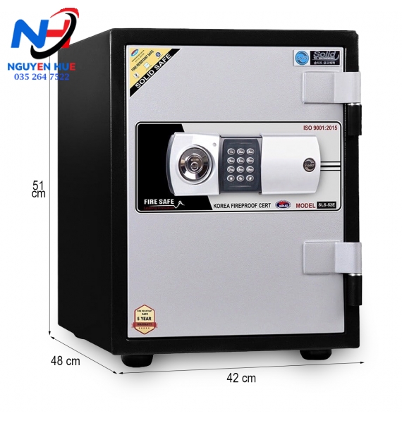 KÉT SẮT CHỐNG CHÁY SOLID SLS-52E KHÓA ĐIỆN TỬ BẢO MẬT CÔNG NGHỆ HÀN QUỐC